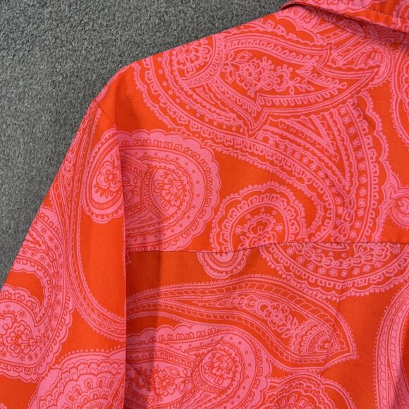 Tommy Hilfiger Blouse Womens 2X Plus Orange Paisley Button Front Long Sleeve - Picture 14 of 16